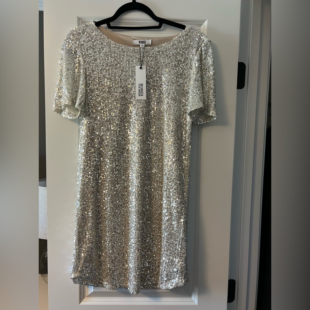 BB Dakota by Steve Madden Silver Sequin Dress